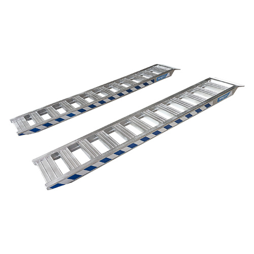 2 Tonne 2.4 Metre X 400mm Aluminium Loading Ramps Heavy Duty Rubber Track Use